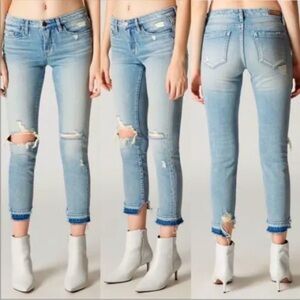 Blank NYC The Reade Crop Distressed Released Raw Hem Denim Jeans